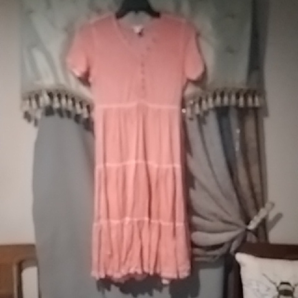 Intro Pink Flutter Sleeve Crew Neck Sundress